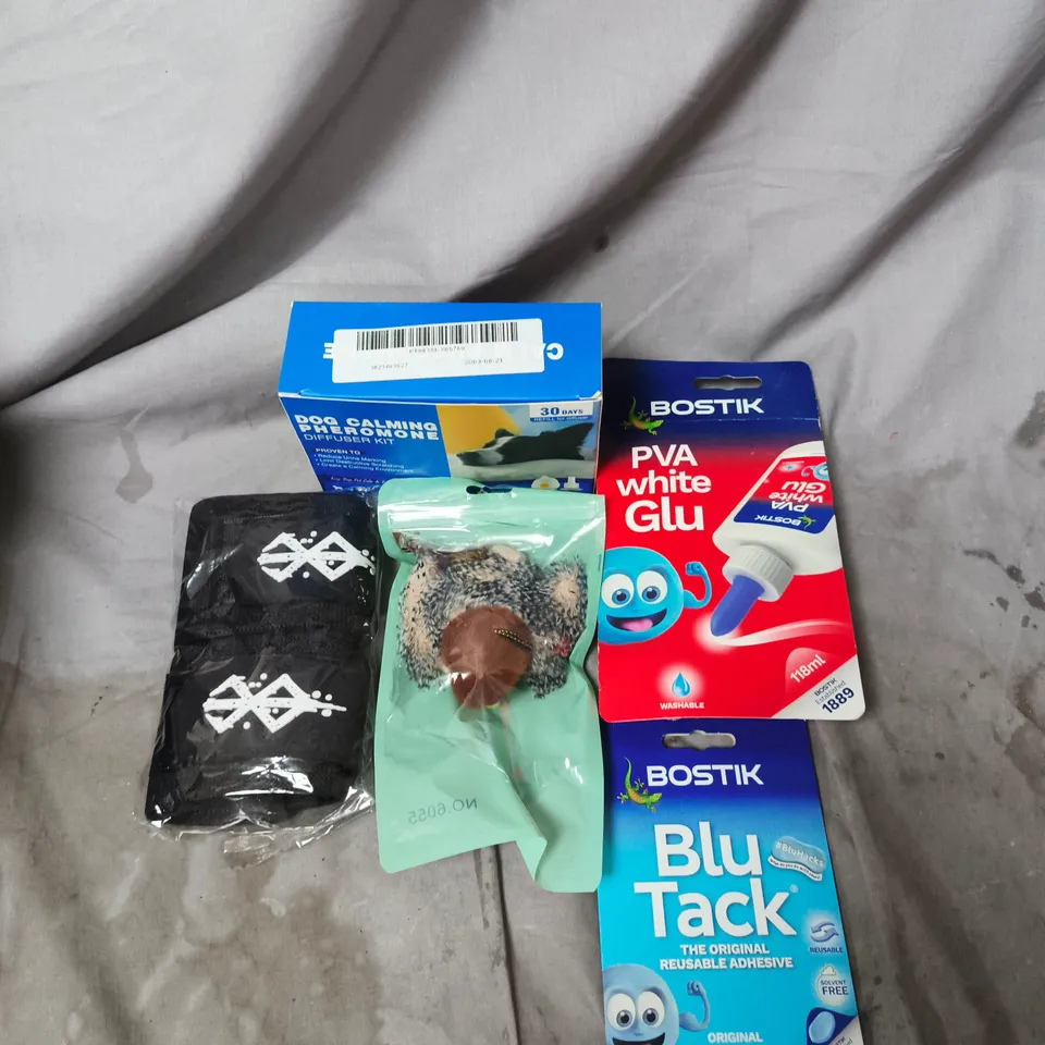 APPROXIMATELY 20 ASSORTED HOUSEHOLD ITEMS TO INCLUDE DOG PHEROMONE DIFFUSER KIT, BIRD CAT TOYS AND BOSTIK PVA WHITE GLUE