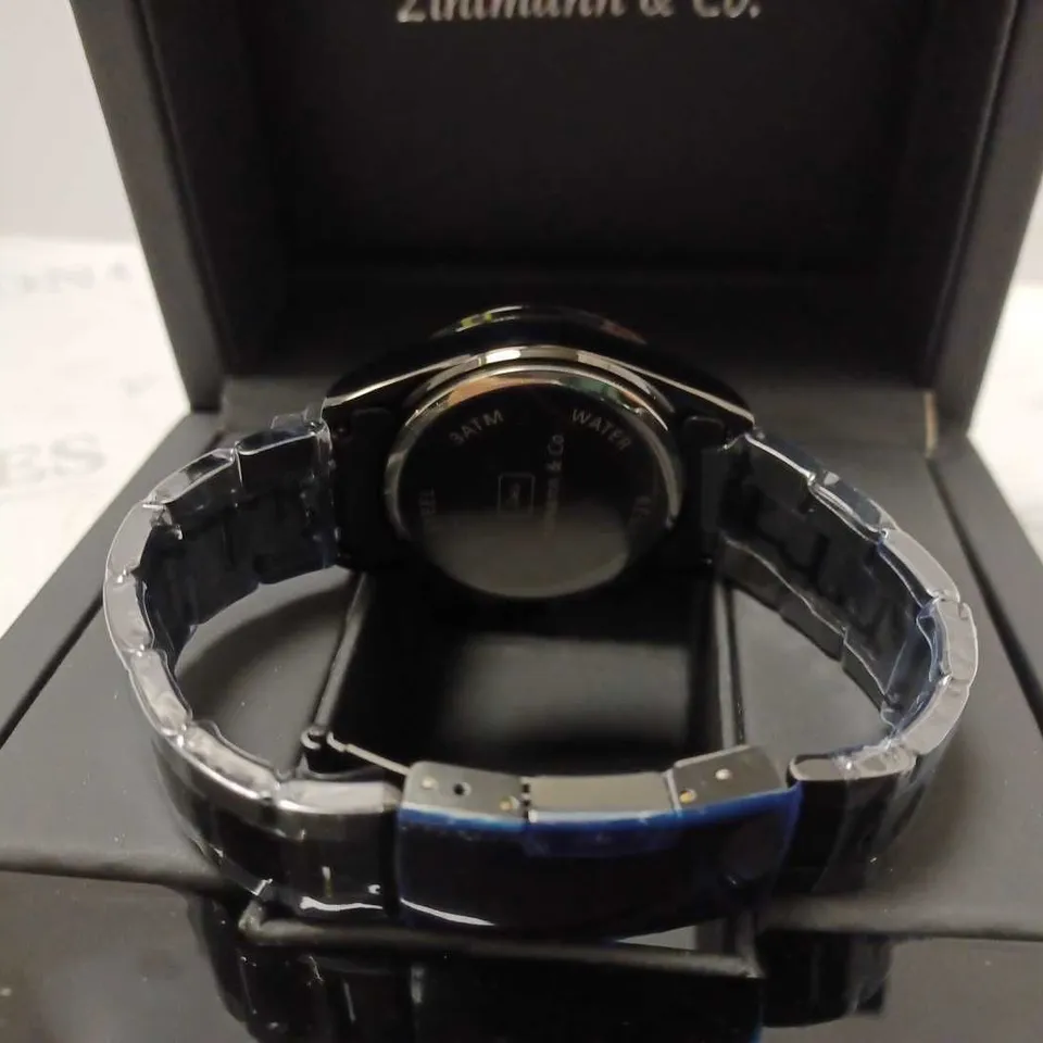 ZIHLMANN & CO BLACK TRIPLE DIAL BRACELET STRAP WRISTWATCH