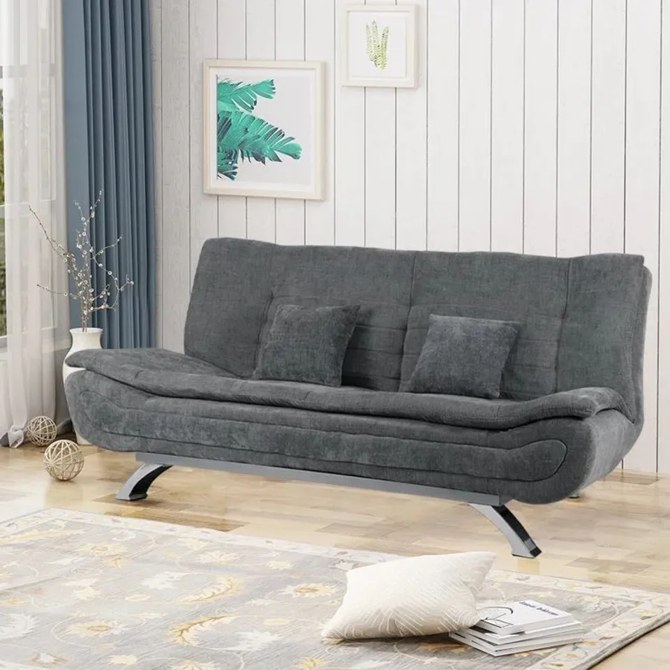 BOXED LETISHA THREE SEATER UPHOLSTERED SOFA BED 