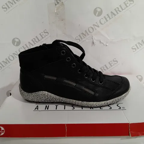 RIEKER LACE ANKLE BOOT BLACK SIZE 4 - BOXED