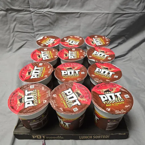 12 X POT NOODLE BEEF & TOMATO POTS - 12 X 90G