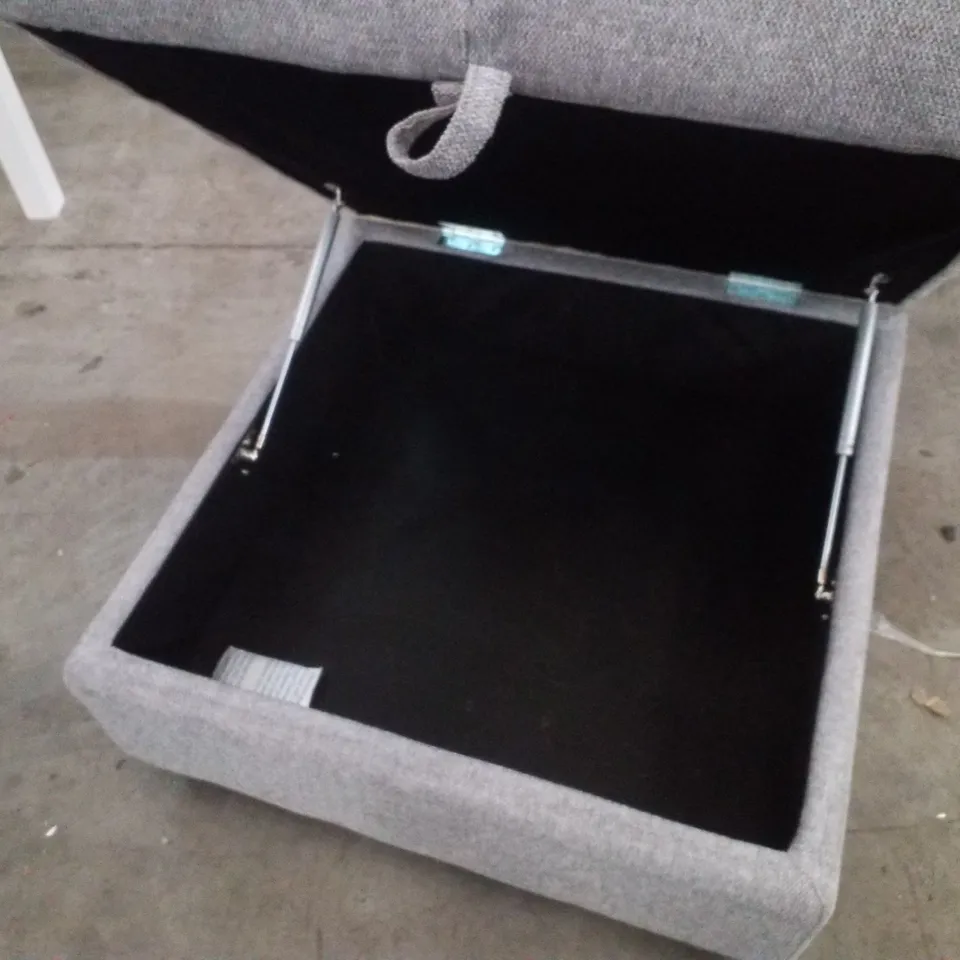 AJADA 69CM WIDE SQUARE OTTOMAN WITH STORAGE - LATTE