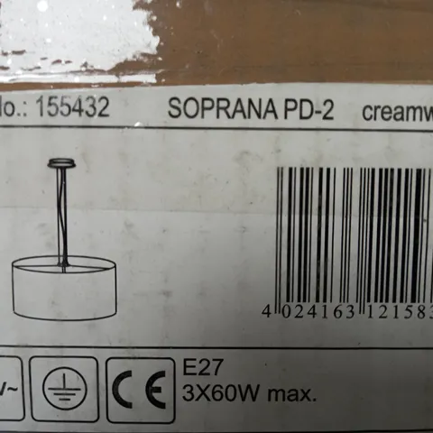 BOXED SLV SOPRANA 3 LIGHT DRUM PENDANT, WHITE