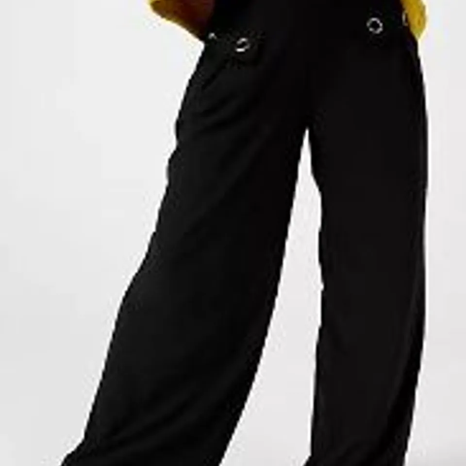 WYNNE LAYERS LUXE CREPE GROMMET DETAIL WIDE LEG TROUSERS BLACK SMALL