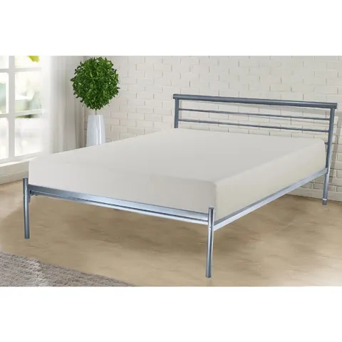 BOXED SYKES BED FRAME - 5FT KING SIZE, SILVER (2 BOXES)