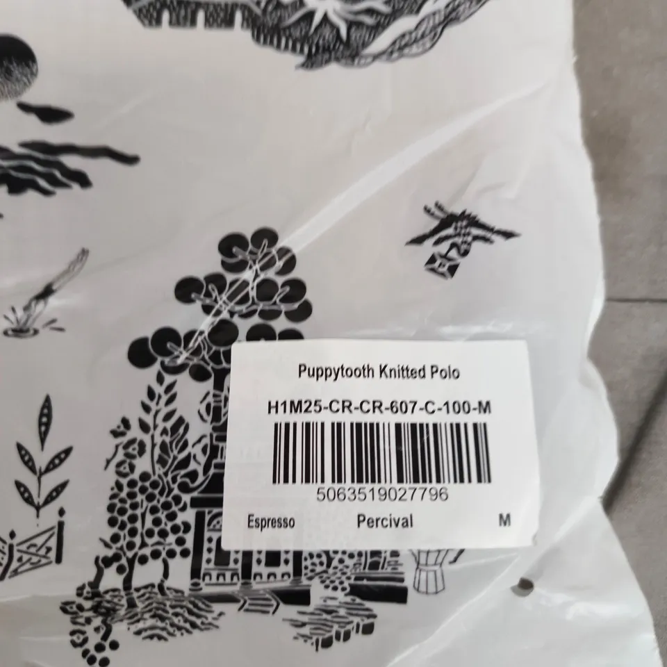 PERCIVAL PUPPYTOOTH KNITTED ESPRESSO POLO – MEN'S SHIRT SIZE M