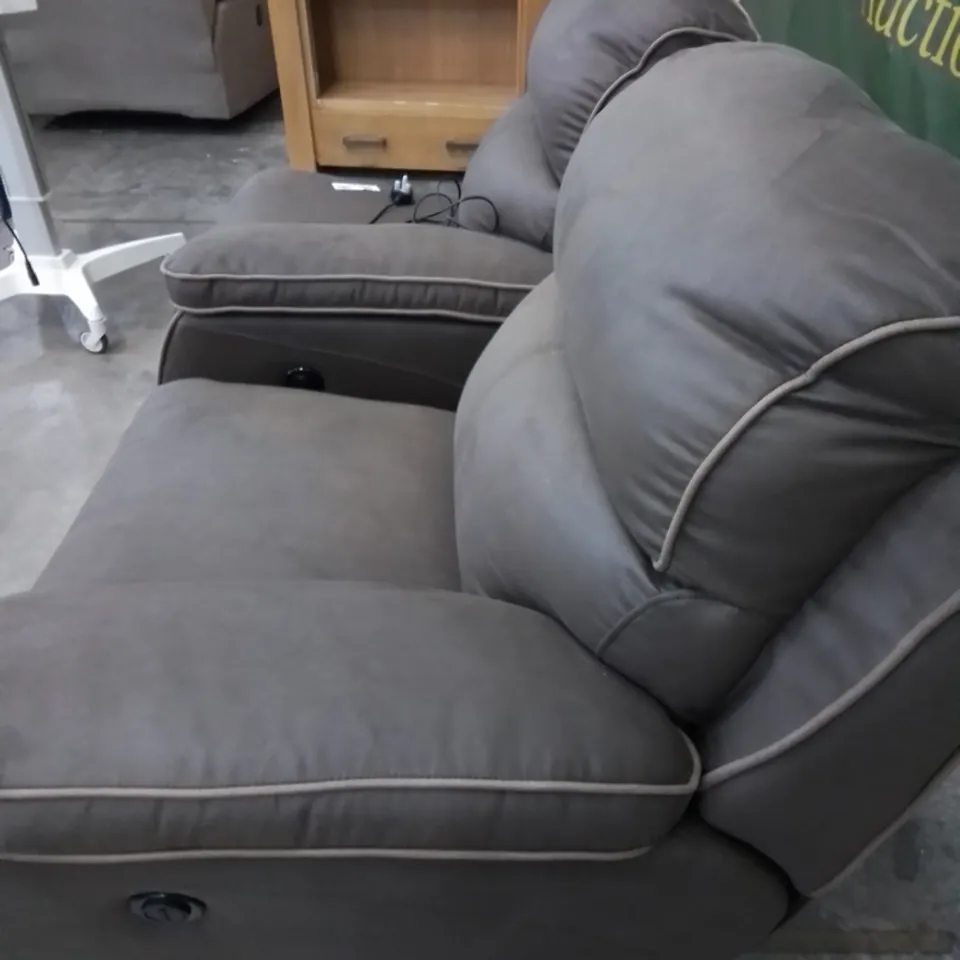 TWO DESIGNER CAITLIN RIGHT HAND FACING POWER RECLINING SECTIONS - CHOCOLATE 