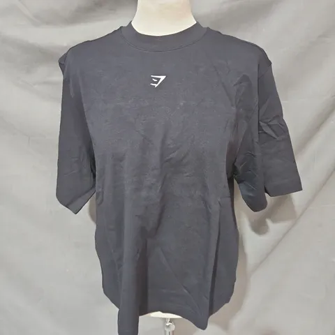 GYMSHARK REST DAY ESSENTIALS BOXY OVERSIZED FIT TSHIRT IN BLACK SIZE XS