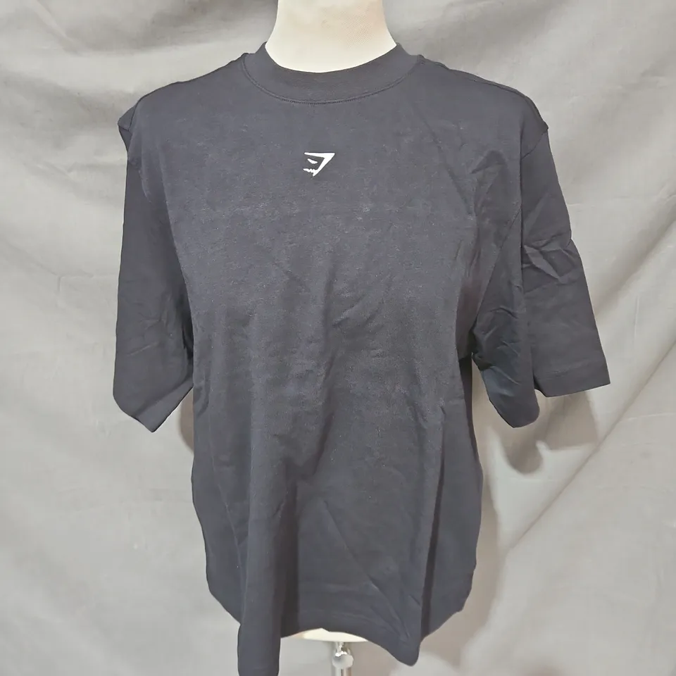 GYMSHARK REST DAY ESSENTIALS BOXY OVERSIZED FIT TSHIRT IN BLACK SIZE XS