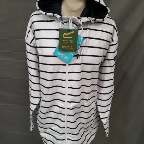 REGATTA BAYLETTA HOODIE IN WHITE/NAVY - UK 12