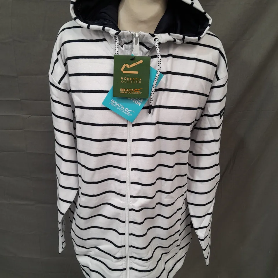 REGATTA BAYLETTA HOODIE IN WHITE/NAVY - UK 12