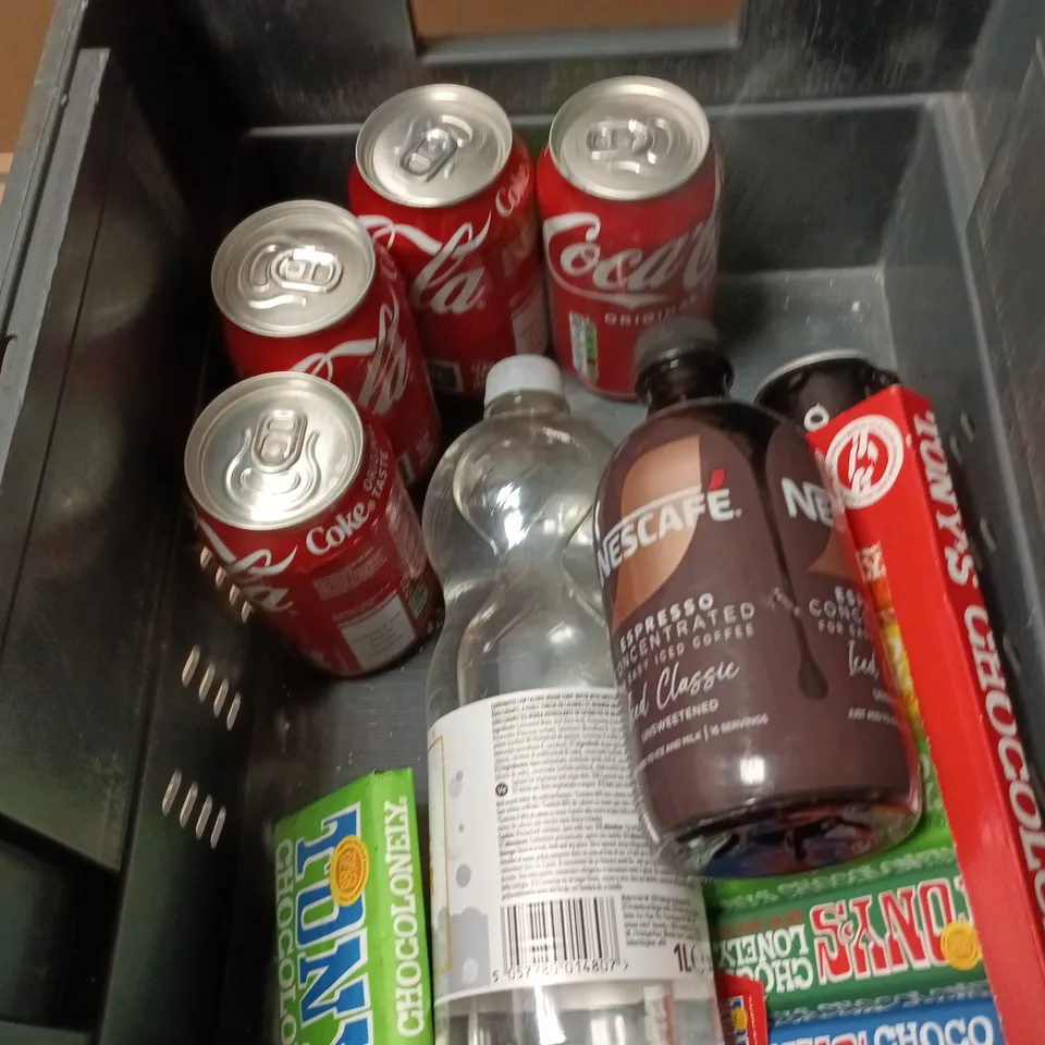 APPROXIMATELY 8 ASSORTED FOOD AND DRINK ITEMS INCLUDING TONYS CHOCOLONELY AND NESCAFE ESPRESSO CONCENTRATE 