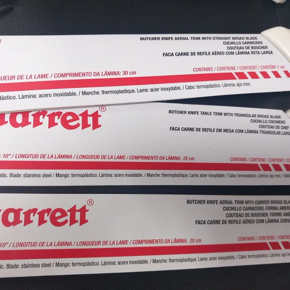 STARRETT PROFESSIONAL BUTCHERS KNIFE SET - 11 PIECES STAINLESS STEEL WHITE ERGONOMIC HANDLES KITCHEN CHEF KNIFE - INCLUDES BONING SKINNING STEAK KNIVES PROTECTOR STONE