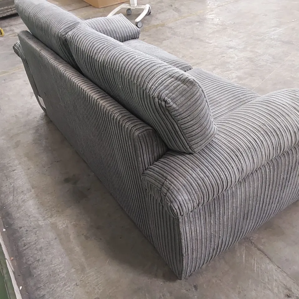 DESIGNER GREY FABRIC UPHOLSTERED 3 SEATER SOFA