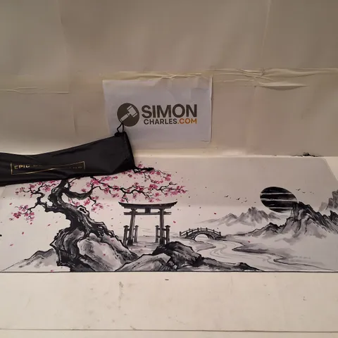 JAPANESE LANDSCAPE DESK MAT / MOUSE PAD WITH CHERRY BLOSSOM AND TORII GATE