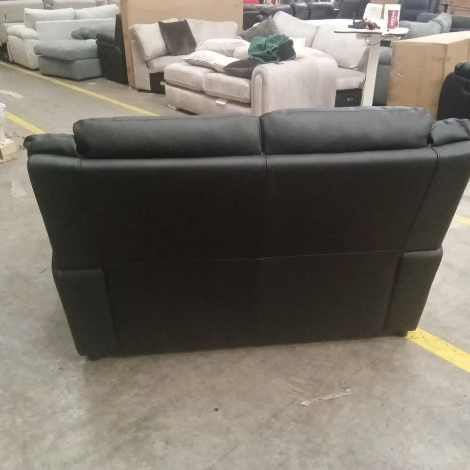 ALBION LUXURY FAUX LEATHER HIGH BACK 2 SEATER SOFA - BLACK RRP £519