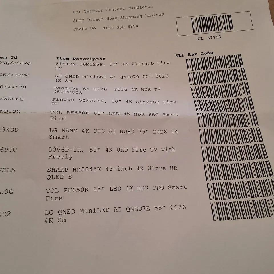 PALLET CONTAINING 10 ASSORTED DAMAGED TVS