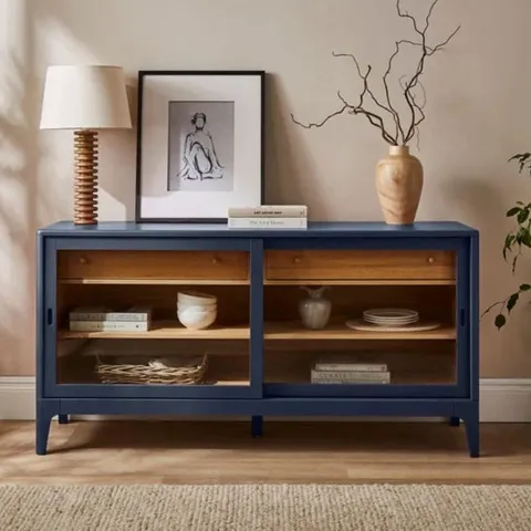 BOXED WINSLOW GLAZED EXTRA WIDE SIDEBOARD - NAVY (2 BOXES)