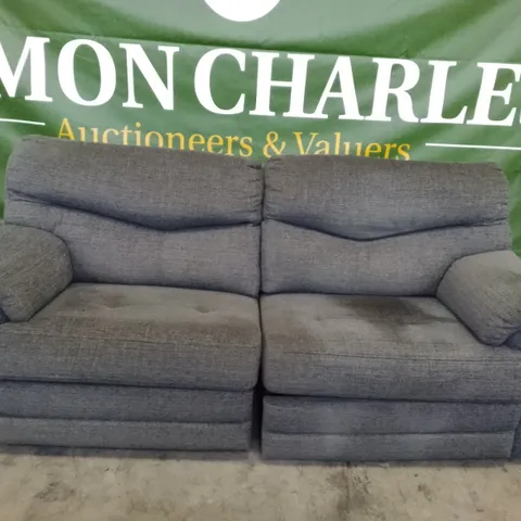 QUALITY DESIGNER G-PLAN STRATFORD 3 SEATER MANUAL RECLINER DBL SOFA - LOOM SLATE FABRIC 