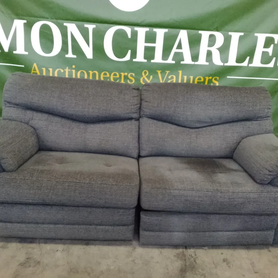 QUALITY DESIGNER G-PLAN STRATFORD 3 SEATER MANUAL RECLINER DBL SOFA - LOOM SLATE FABRIC 