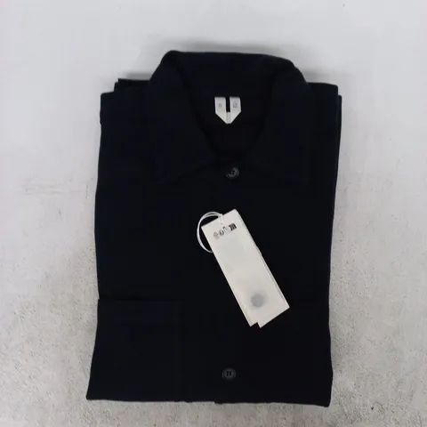 ARKET LONG SLEEVE BUTTON-UP OVERSHIRT IN BLACK SIZE EU 44