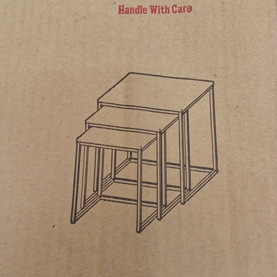 BOXED ASPECT MURANO SET OF 3 NESTING TABLE - GREY/CHROME (1 BOX)