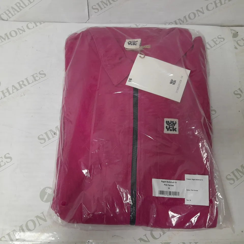 LUCY YAK RAGAN BOILERSUIT IN PINK YARROW - SIZE 16