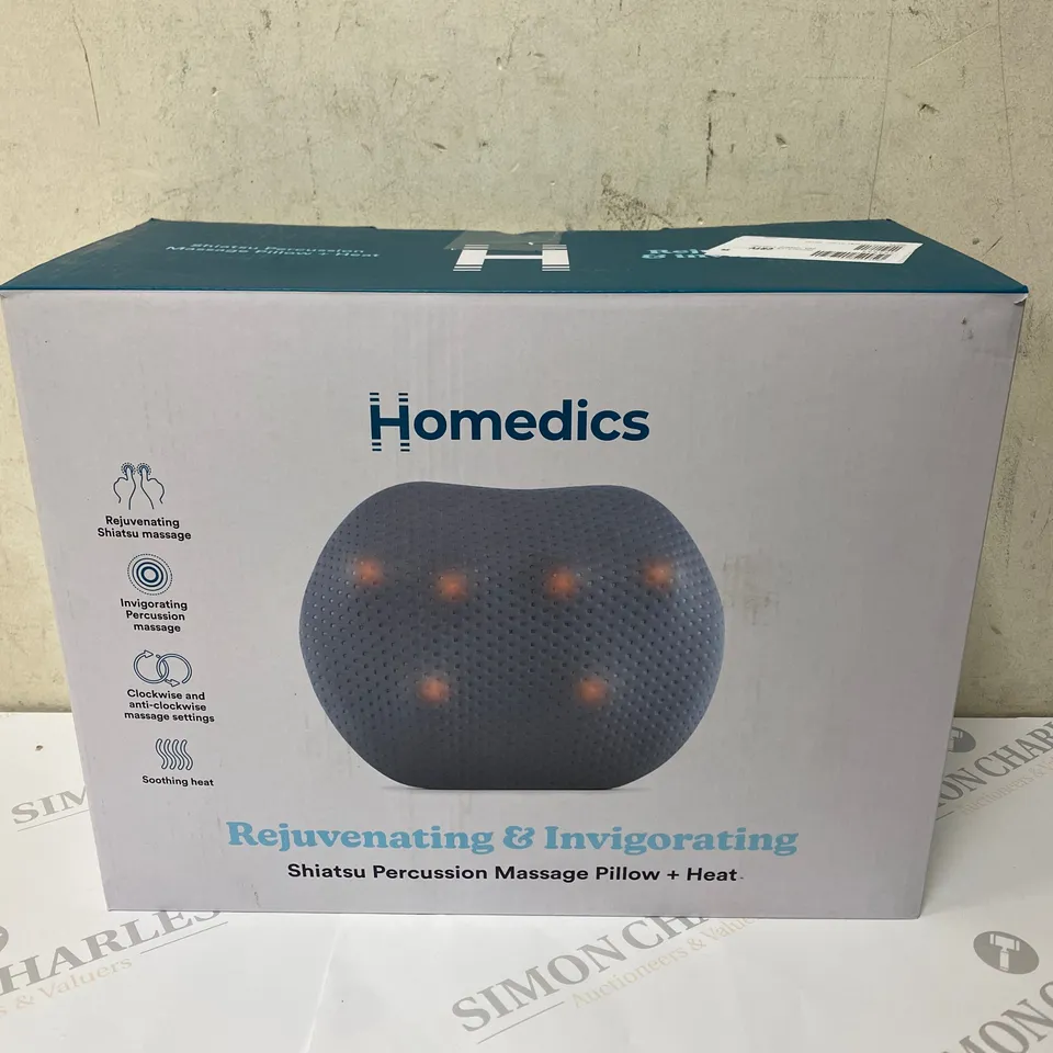 BOXED HOMEDICS REJUVINATING & INVIGORATING SHIATSU PERCUSSION MASSAGE PILLOW+HEAT 