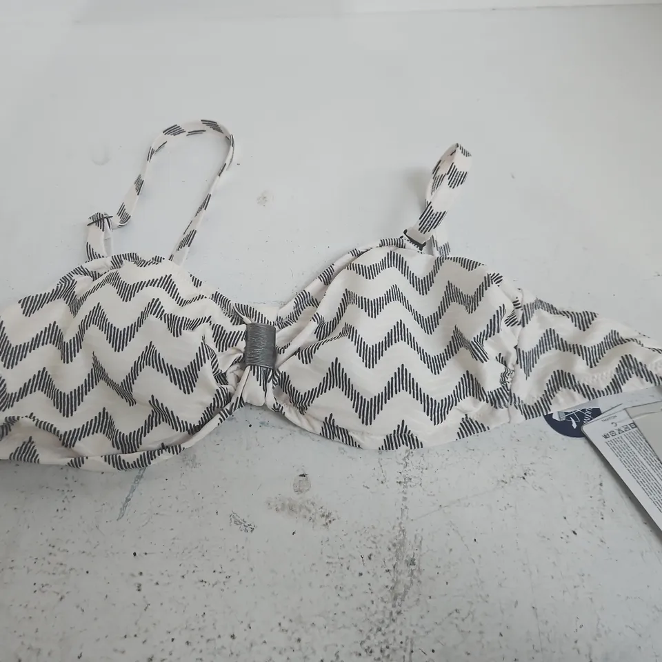 BRAVISSIMO VANUATU BIKINI TOP – CREAM/BLACK PRINT, UK 32E