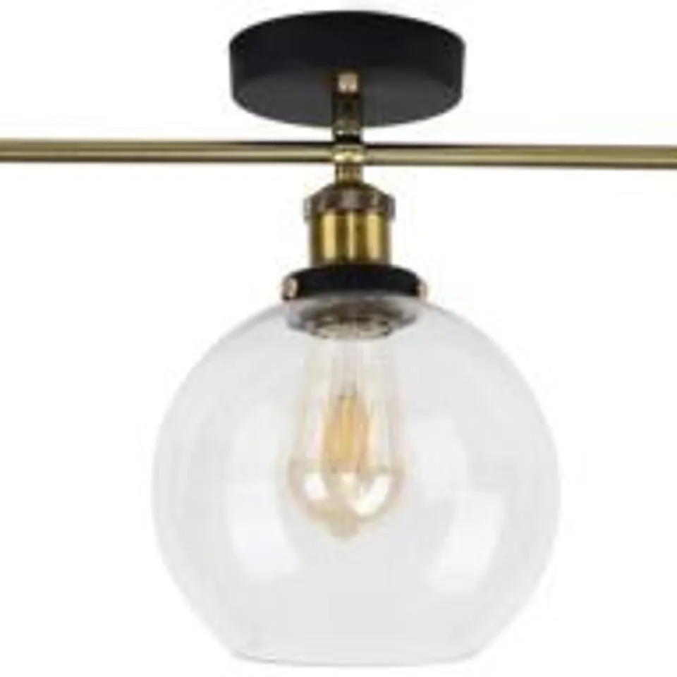 BOXED MINISUN SHERIDAN STEAM PUNK 3 WAY BAR CEILING LIGHT WITH GLASS SHADE GOLD