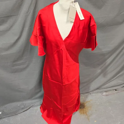 JIGSAW HEAVY SATIN BIAS-CUT DRESS, RED – UK 12 (US 8, EU 40) WITH TAGS