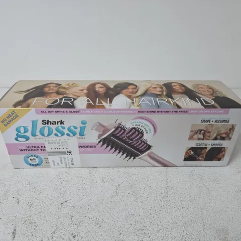 BOXED SHARK GLOSSI HT302UKPK 2-IN-1 HOT BRUSH AND AIR GLOSSER - LYCHEE