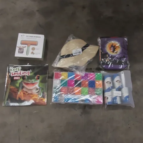 PALLET TO CONTAIN ASSORTED HOUSEHOLD PRODUCTS. INCLUDES PET ACCESSORIES, HALLOWEEN PARTY BAGS, HAT, CALENDER ETC