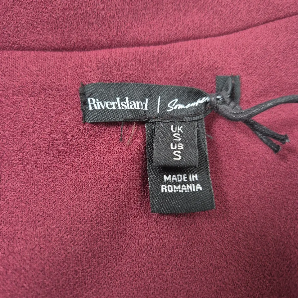 River Island Burgundy Sleeveless Blouse with Collar, UK S