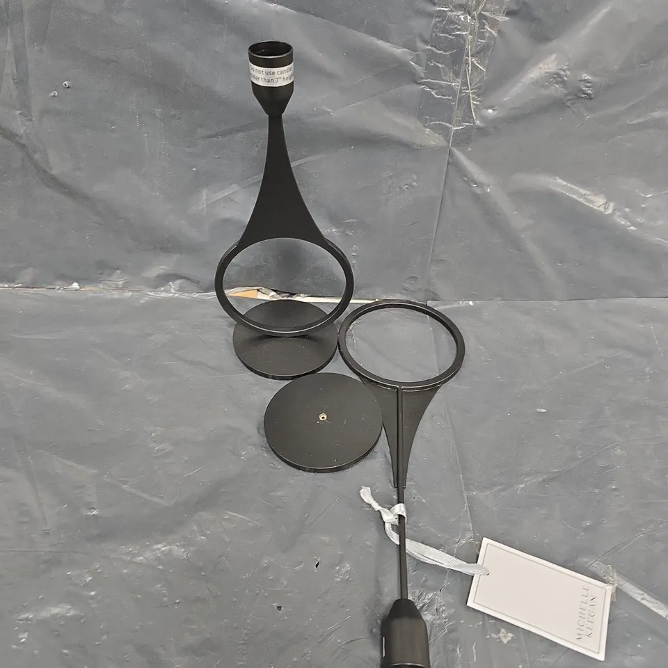 MICHELLE KEEGAN HOME SET OF 2 BLACK ABSTRACT CANDLE HOLDERS