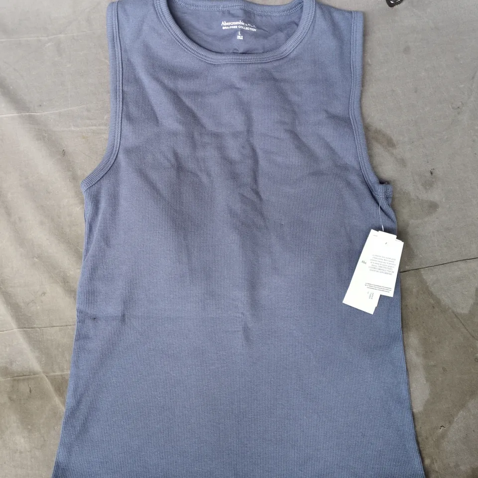ABERCROMBIE & FITCH WOMEN’S SLEEVELESS RIBBED TANK TOP IN BLUE SIZE LARGE
