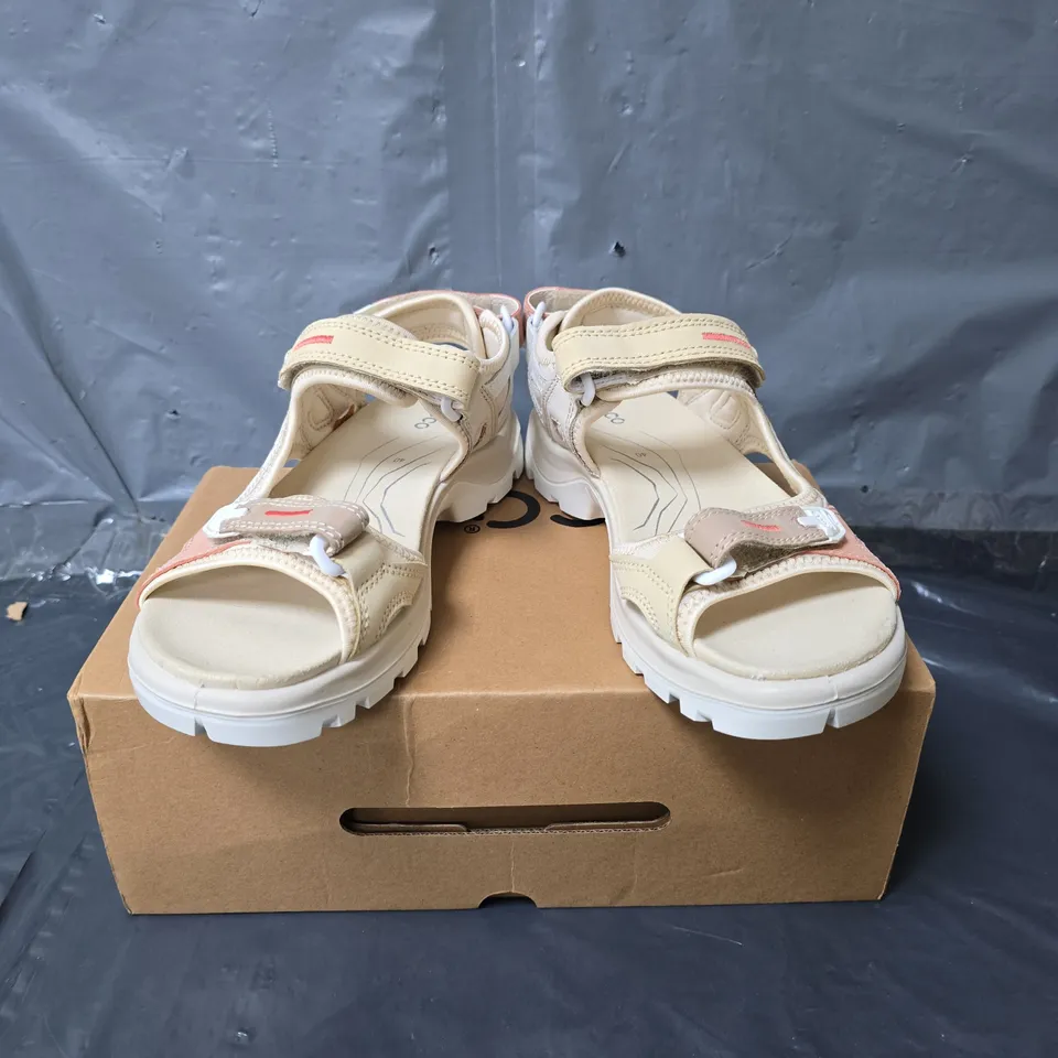 ECCO VELCRO FASTENING SANDALS - BEIGE - SIZE 6.5-7