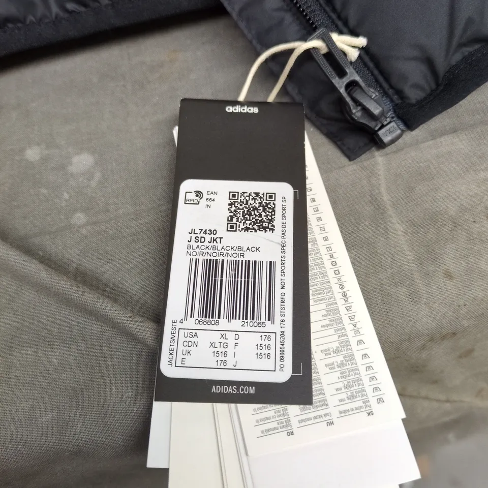 ADIDAS BLACK PADDED JACKET BLACK AGE 15-16 WITH TAGS