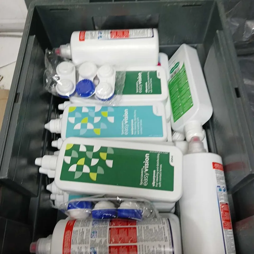 APPROXIMATELY 20 BOTTLES OF CONTACT LENS CLEANING SOLUTION