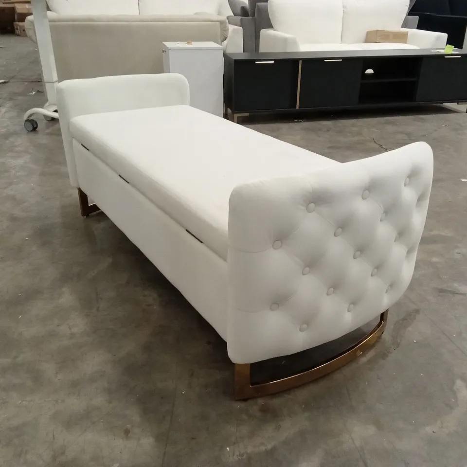 AGEET VELVET UPHOLSTERED STORAGE BENCH - IVORY