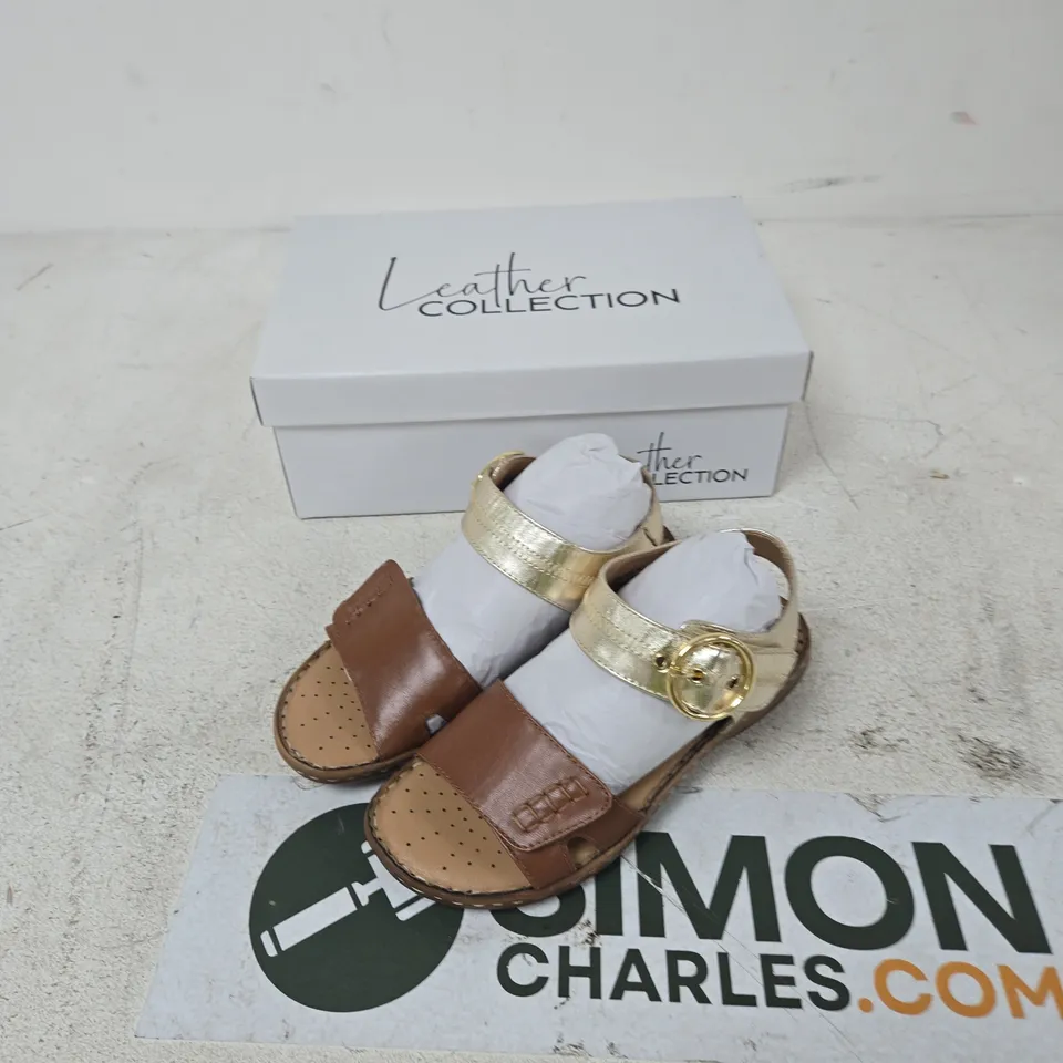 LEATHER COLLECTION NATASHA KIDS SANDALS – TAN, UK SIZE 3