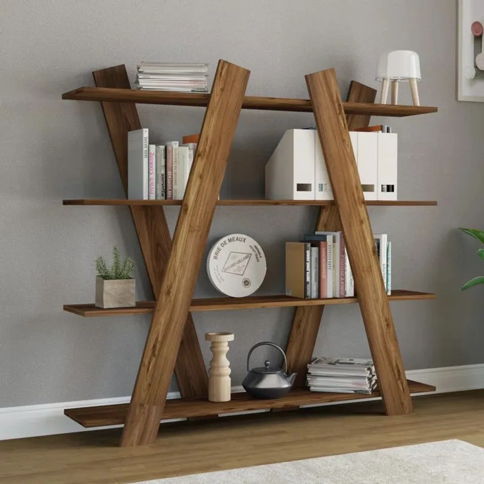 BOXED ALESIA BOOKCASE WALNUT
