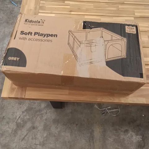 BOXED KEPLIN SOFT PLAYPEN WITH ACCESSORIES FOR KIDS GREY COLOUR 