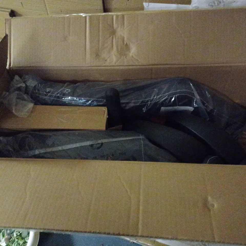 BOXED BLACK LEATHER OFFICE CHAIR