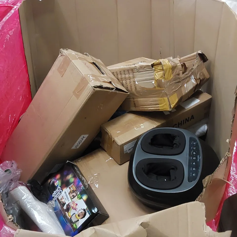 PALLET OF ASSORTED HOUSEHOLD ITEMS AND CONSUMER PRODUCTS. INCLUDES TOYS, DESK MICROPHONE STAND, EASEL STUDIO TV FLOOR STAND ETC