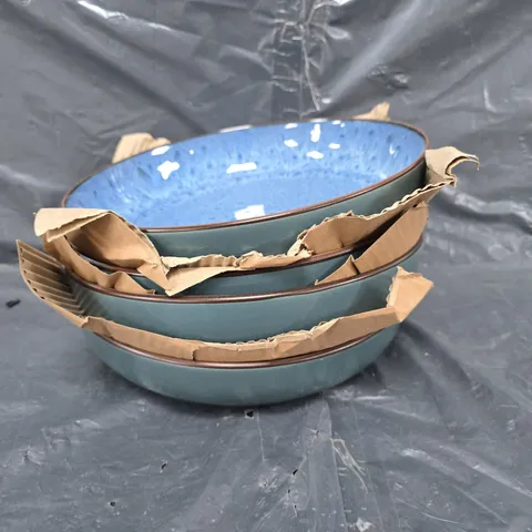 4 GLAZED SERVING BOWLS IN BLUE 