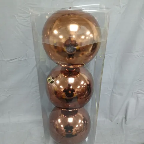 SET OF 3 JUMBO 20 CM CHRISTMAS BAUBLES - CHOCOLATE