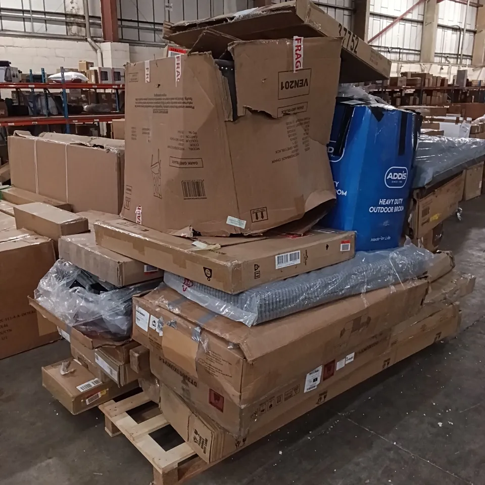 PALLET OF ASSORTED INCOMPLETE FURNITURE PARTS AND PIECES