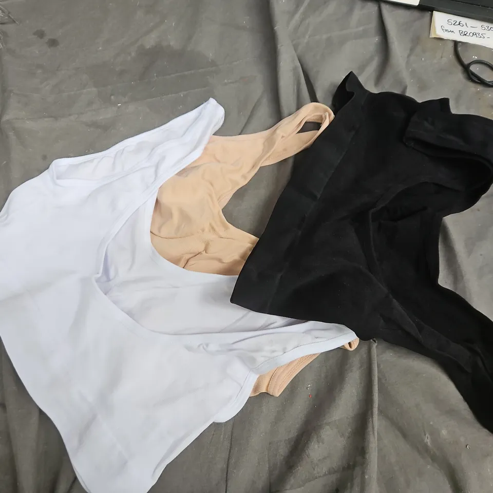 SET OF 3 WOMEN’S SLEEVELESS TOPS – WHITE, BEIGE AND BLACK