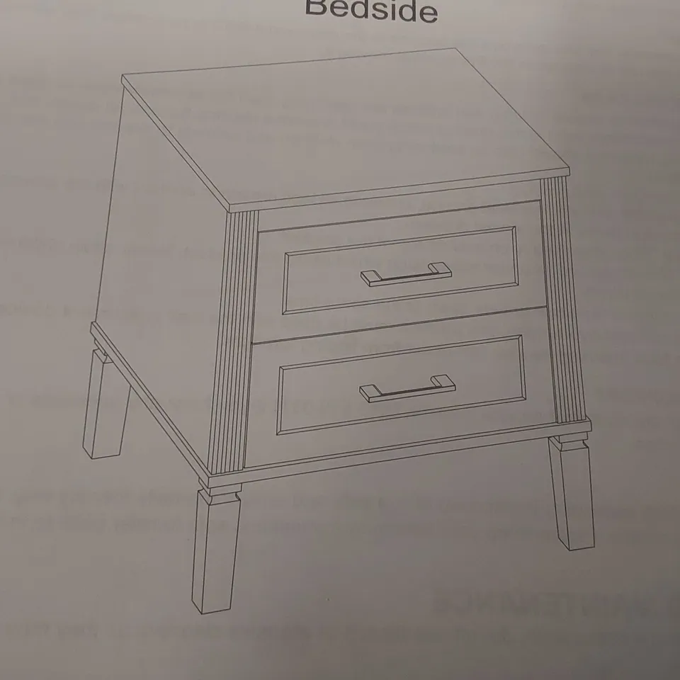 BOXED DUSK SIENNA 2-DRAWER BEDSIDE TABLE